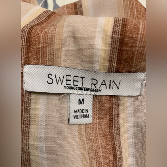 Sweet Rain Beige and Brown Striped Blouse - Picture 5 of 6